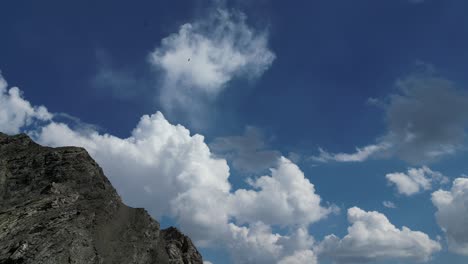 Flock-of-Griffon-Vultures-circle-the-cloudy-sky,-waiting-for-food