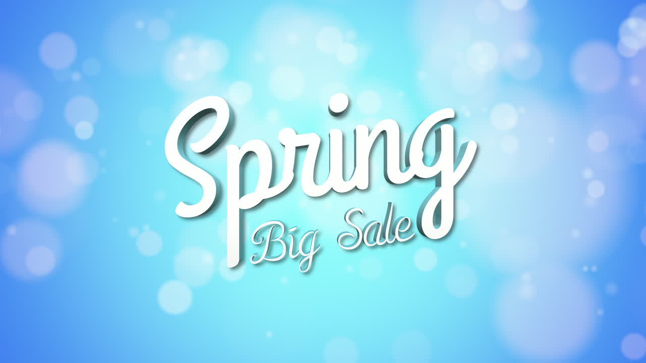 Spring Big Sale with flying confetti on blue gradient