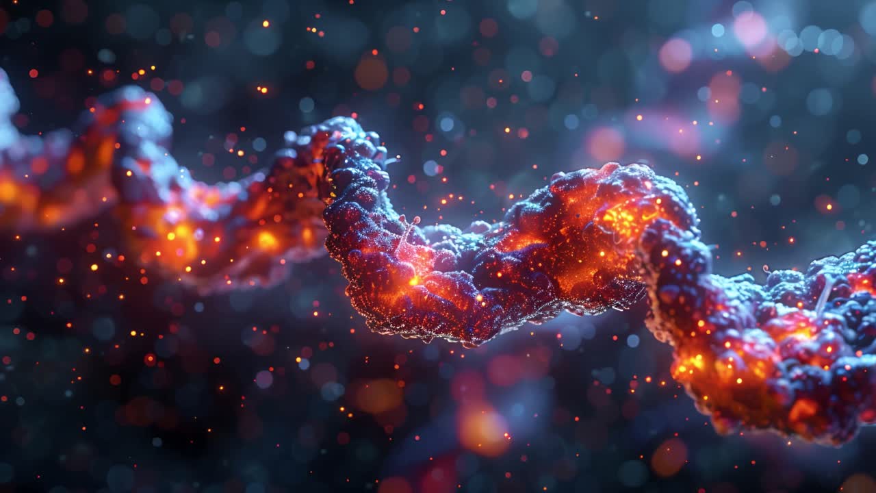 Abstract Glowing DNA or Molecular Structure