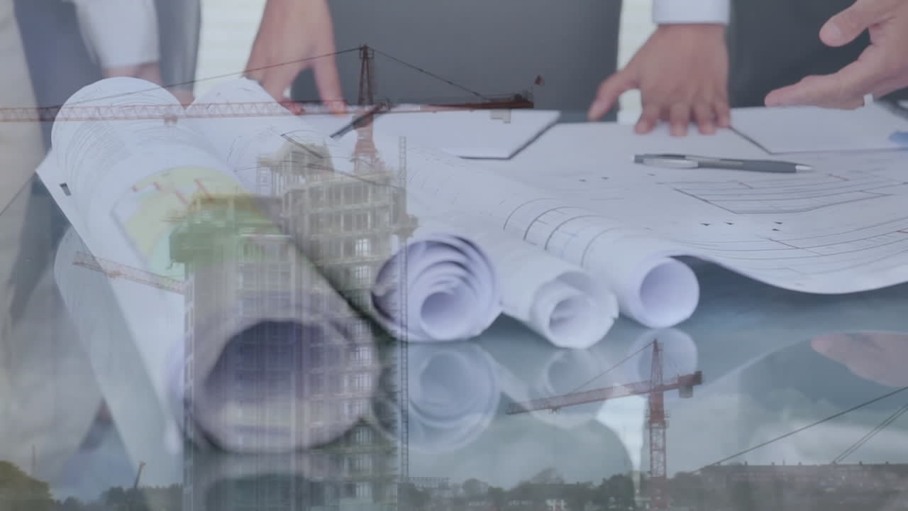 테이블 위 에 놓인 건물 계획