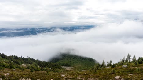 timelapse, clouds inversions above mountain landscape, mount st