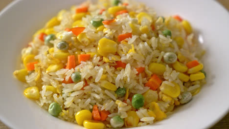 homemade fried rice with mixed vegetable  and egg