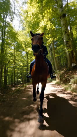 Horse Riding Adventure Through a Sunny Forest Trail