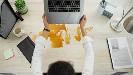 coffee spilled on laptop