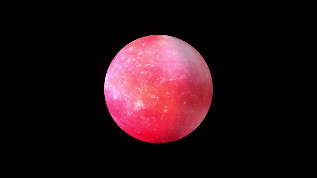 animación dinámica digital abstracta del planeta rosa. bucle sin costuras de 4k. animación sin costuras del planeta rojo rosado aislado con el canal alfa quicktime prores 444 codifican. planeta alienígena abstracto.