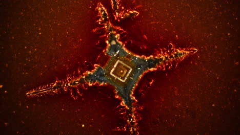 abstract microscopic crystal formation with glowing edges