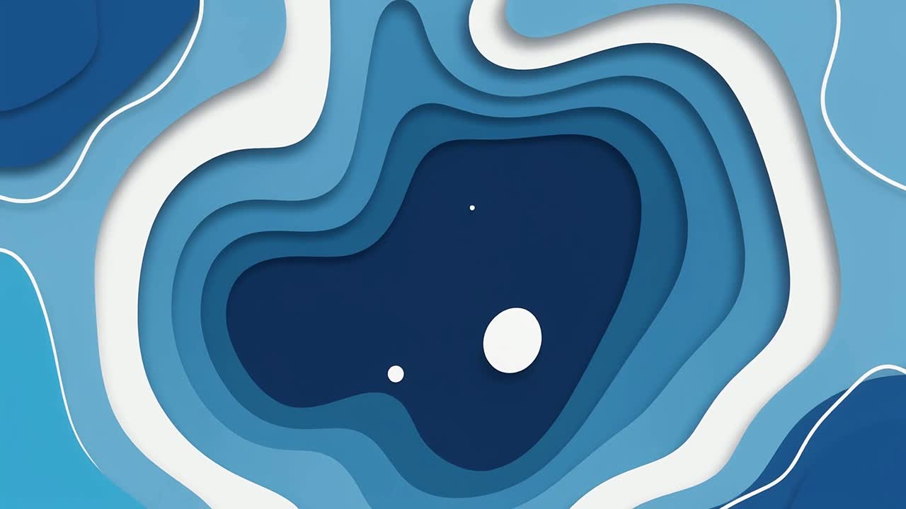 Dynamic Abstract Blue Paper Cut Layers Moving Seamlessly