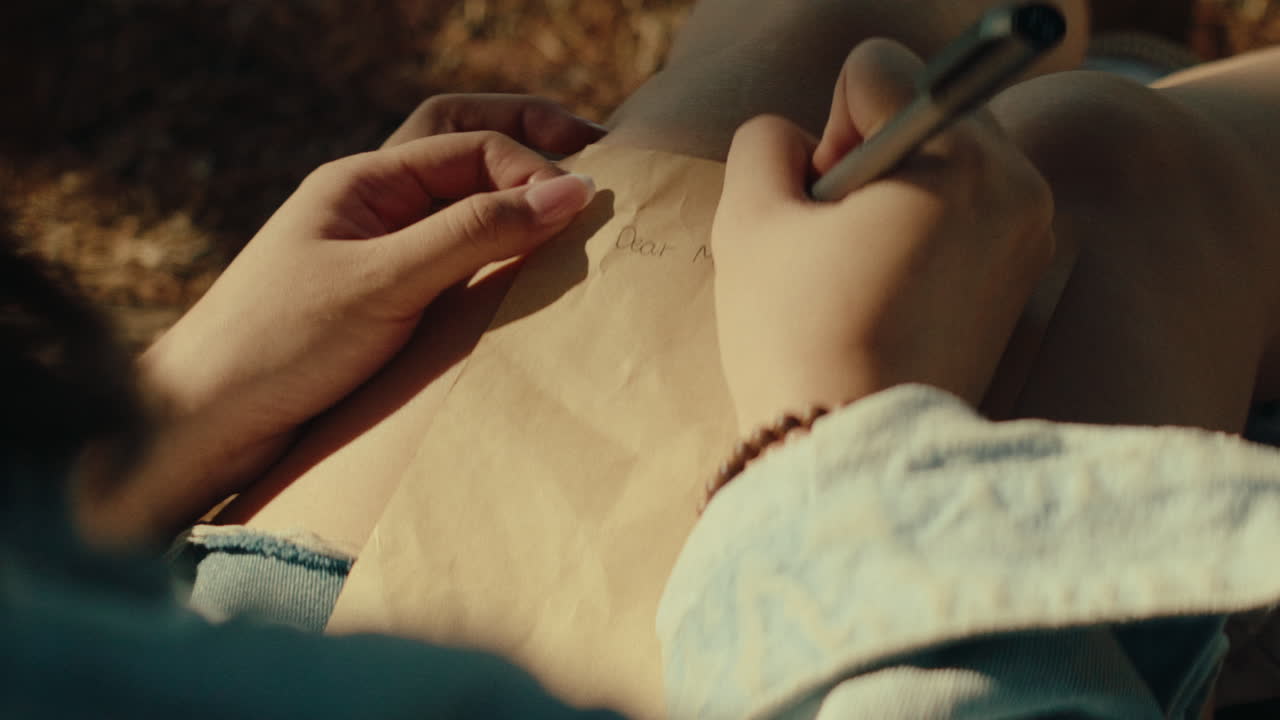 Writing a Letter Outdoors