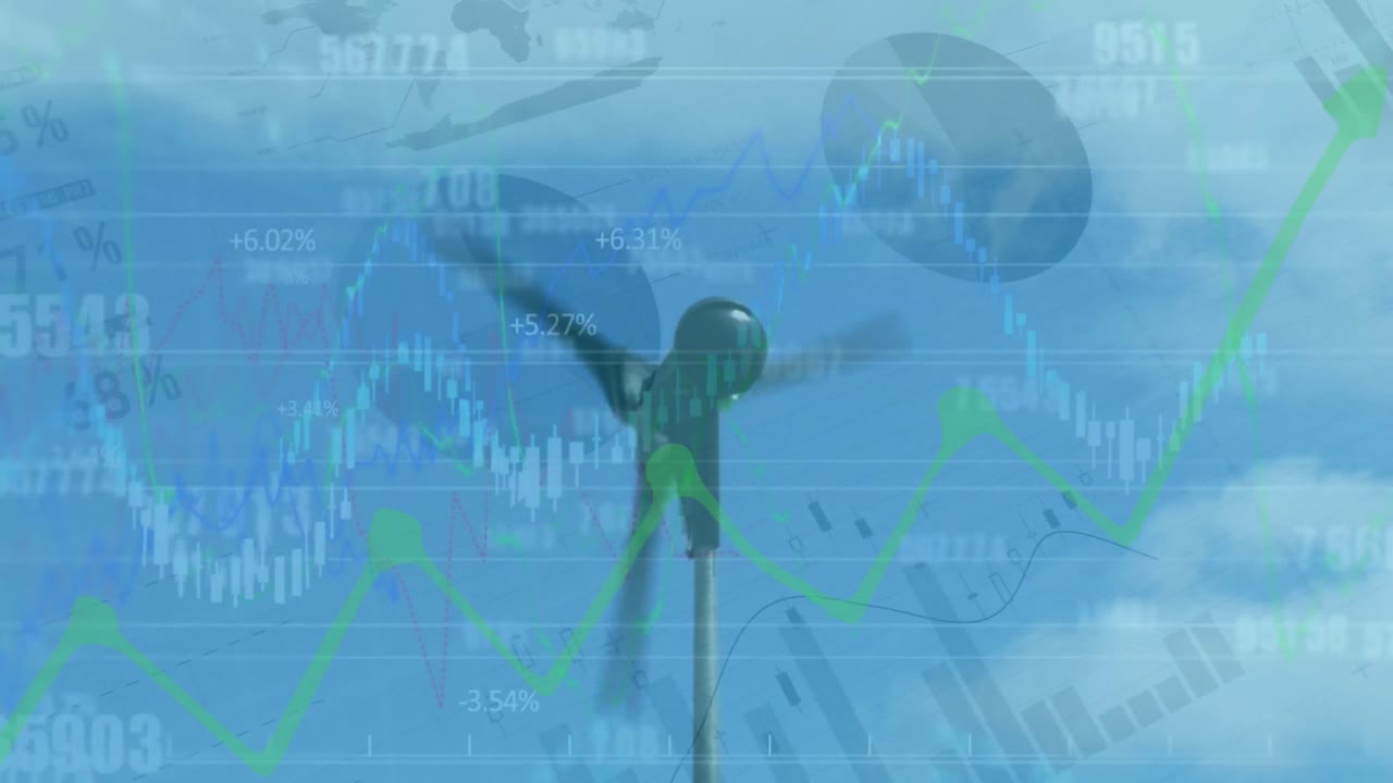 풍력 터빈에서 데이터 처리의 애니메이션