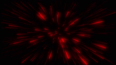 abstract animated background of hyperspace jump in outer space with burst of colorful red lights