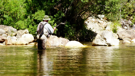 Man-fly-fishing-in-river