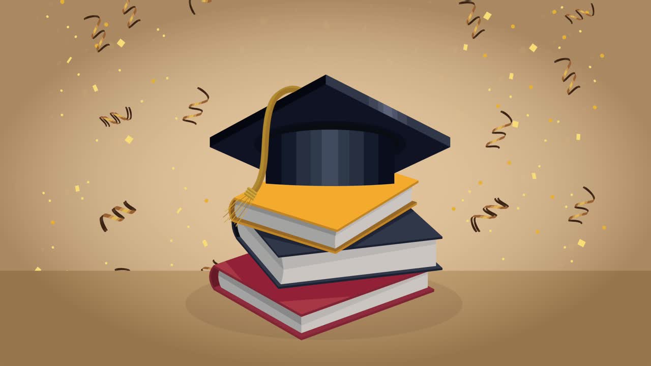 pilas de libros escolares y confeti