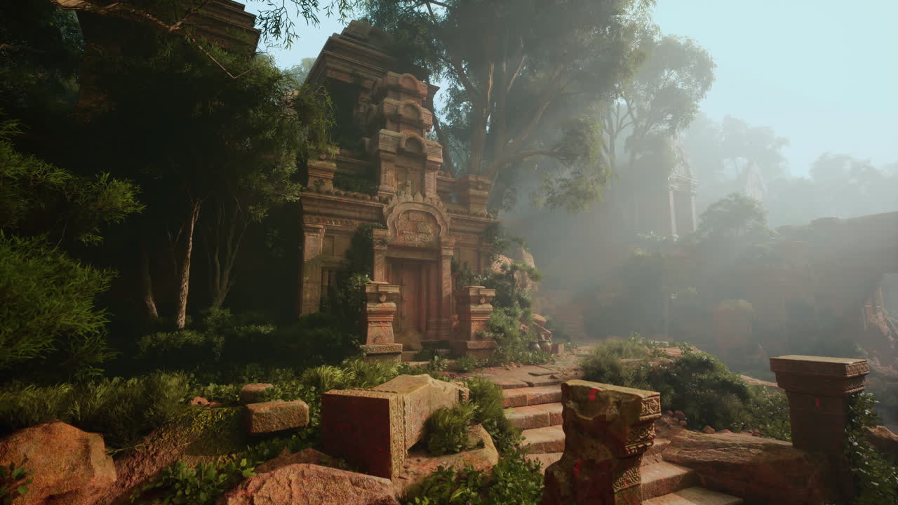 antiguas ruinas de templos cubiertas de jungla