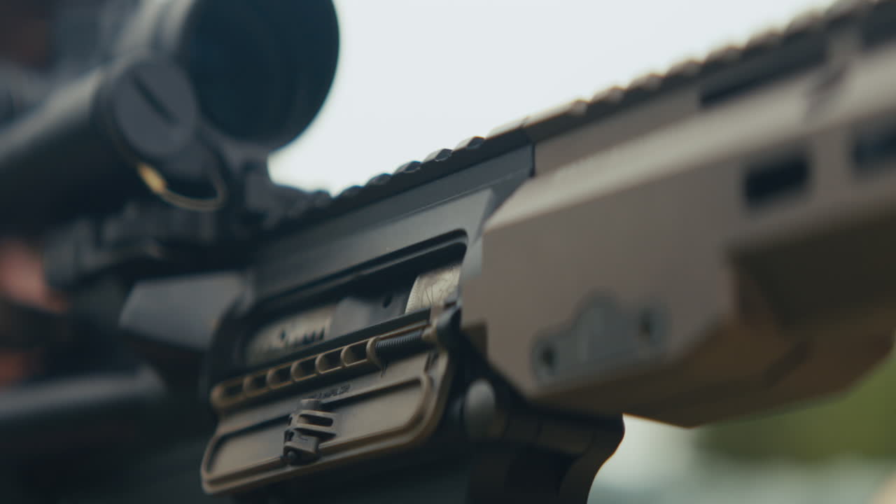 Close-up of AR-15 Rifle with Scope