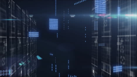 animación de conexiones y procesamiento de datos a través de servidores informáticos