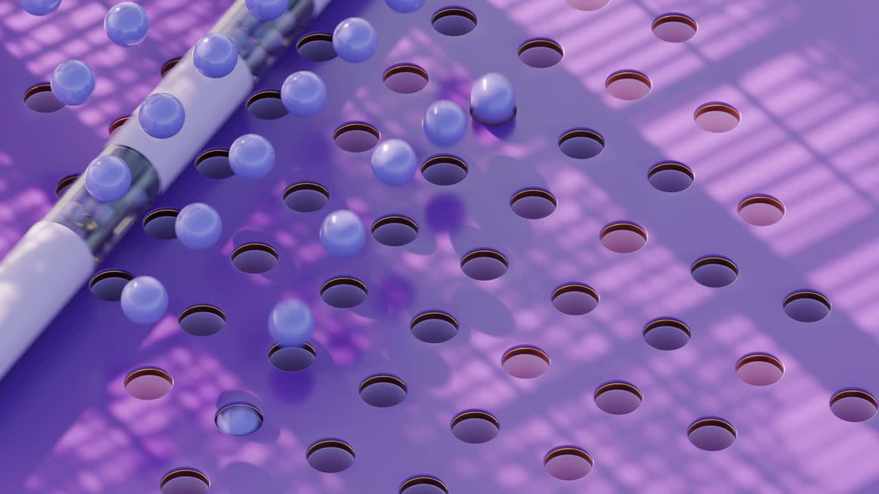 Abstract purple geometric pattern with balls and holes