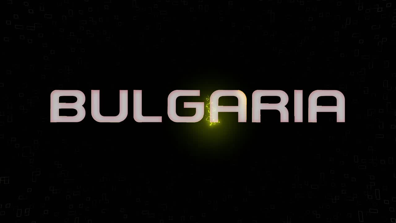 Grafica animata BULGARIA lampeggiante elettrificata in bianco, giallo e nero