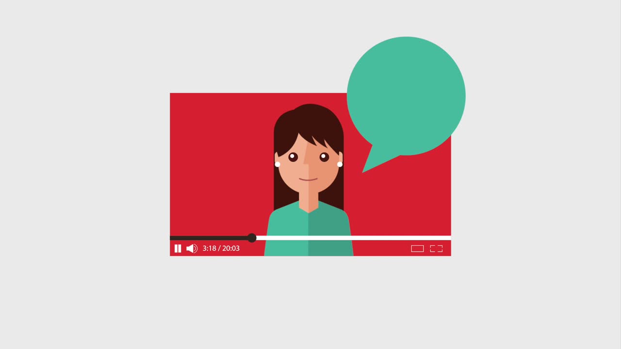 cartoon woman video with speech bubble