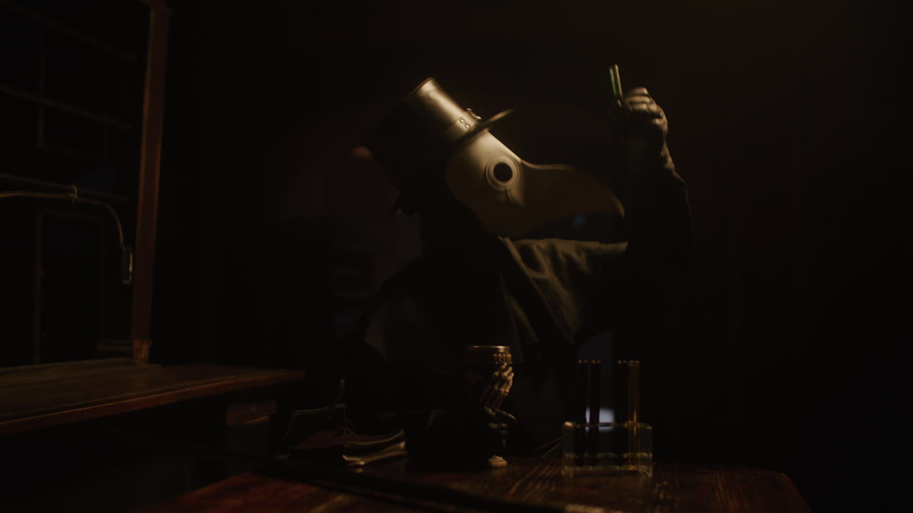 Plague Doctor in a Dark Room