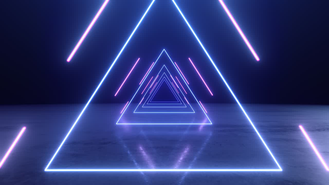 Tunnel triangolare astratto al neon stile Vj