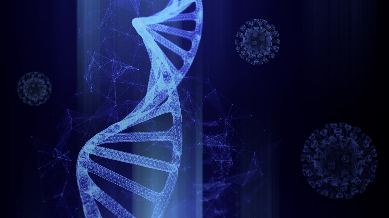 concepto abstracto de adn con bucle de animación de coronavirus