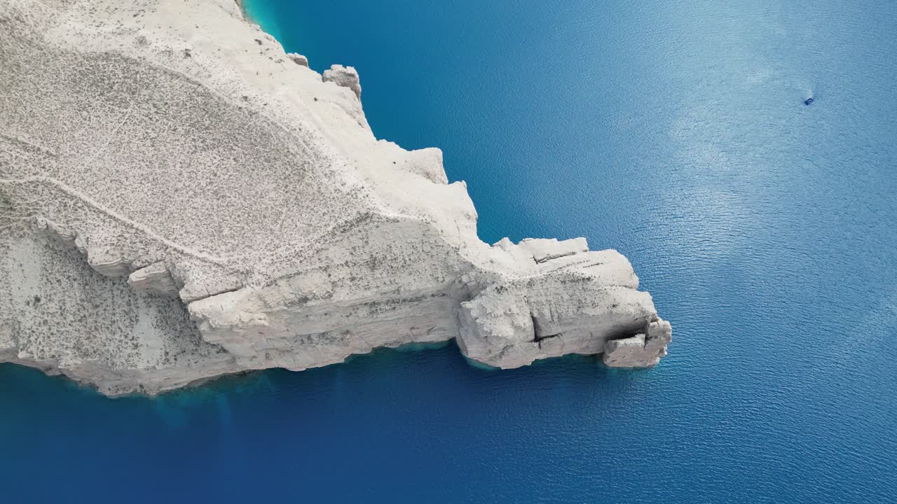Band E Amir Drone Aerial, Afghanistan. Pristine turquoise lake oasis, lush trees in desert landscape