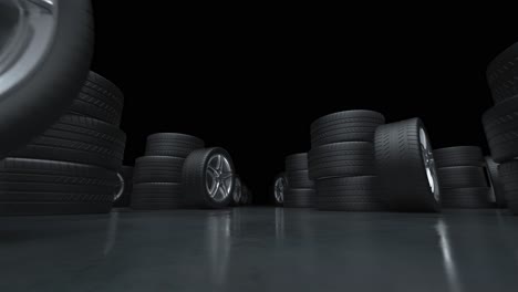 loop flying down the corridor of car tires