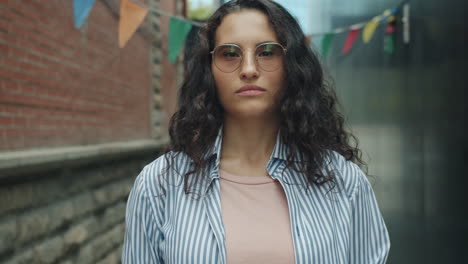 woman in urban alley