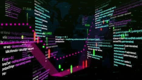 animation of financial data processing over dark background