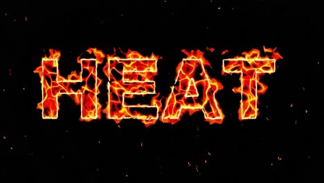 fiery letters composing the word heat burning with intense flames on a black background, conveying a sense of extreme temperature and potential danger