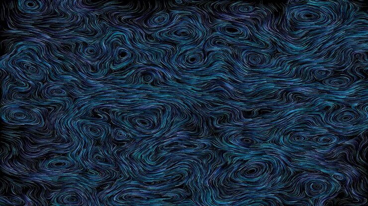 Slow flowing of blue and teal digital swirls across a dark background, mesmerizing and futuristic loopable slow motion animation