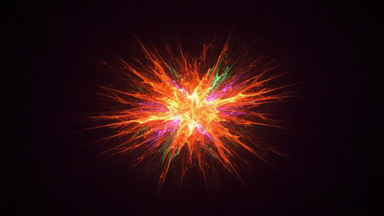 Dynamic Fractal Patterns Emanate in Fiery Colors: An Abstract Display of Energy and Colorful Radiance in a Stunning Conceptual Visualization