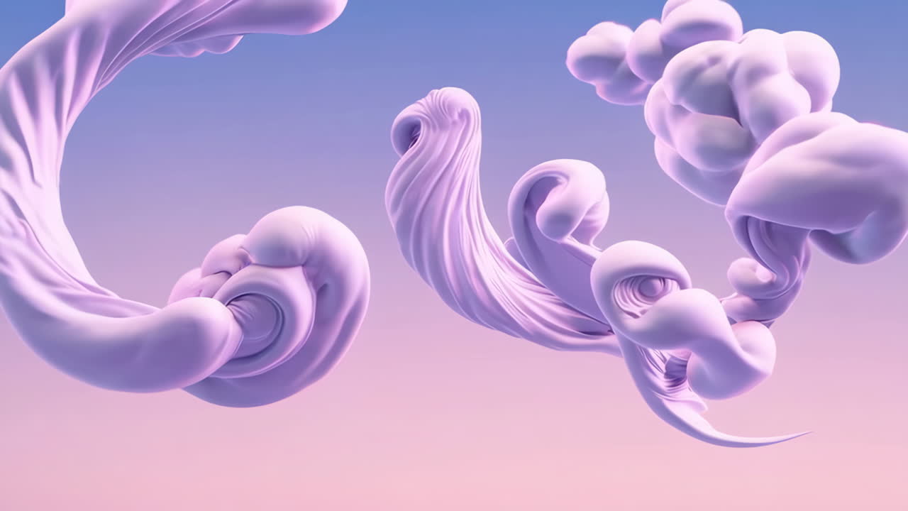 Undulating Abstract Forms in Pink and Purple