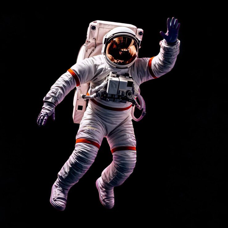 Astronaut floating in space animation isolated asset, transparent 4K video, alpha channel, ProRes
