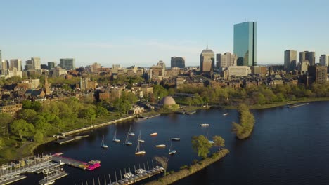 aerial view of harbor in boston's back bay neighborhood