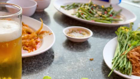 delicious seafood and refreshing beer in thailand