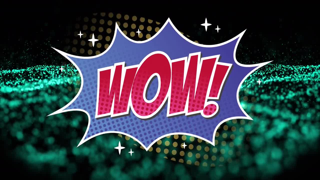 黒い背景に緑のドットの上で「WTF」の文字のアニメーション