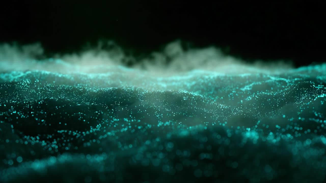 Mesmerizing Digital Sea: A Visual Exploration of Shimmering Particles and Ethereal Clouds, Capturing the Essence of Light and Motion in a Dreamlike Environment