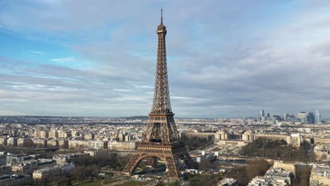 parisian landscape with tour eiffel and la defense business district in background, paris