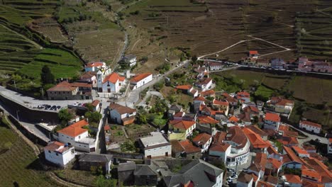 drone footage of a beautiful village near porto in the douro valley in portugal