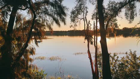 sunset over a calm lake