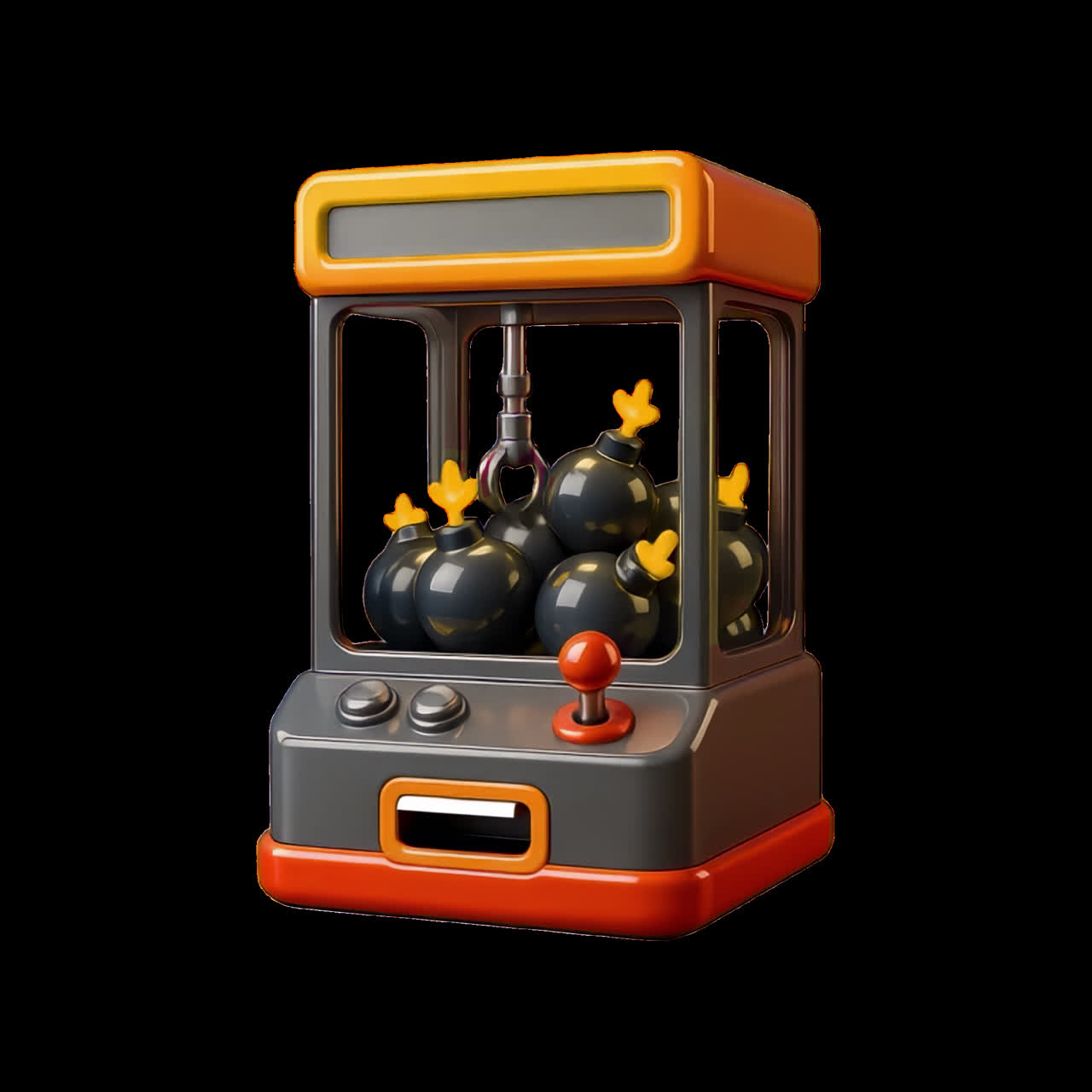Retro claw machine game illustration animation isolated asset, transparent 4K video, alpha channel