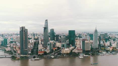 panoramic view of district 1, ho chi minh city, vietnam from drone view