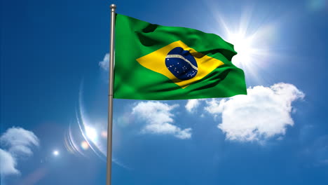 brasil national flag waving on flagpole