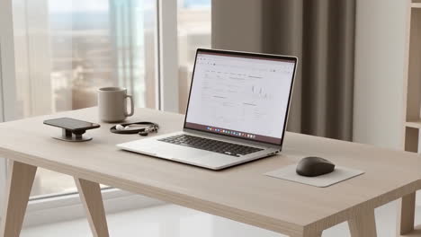 modern workspace setup with laptop and desk accessories
