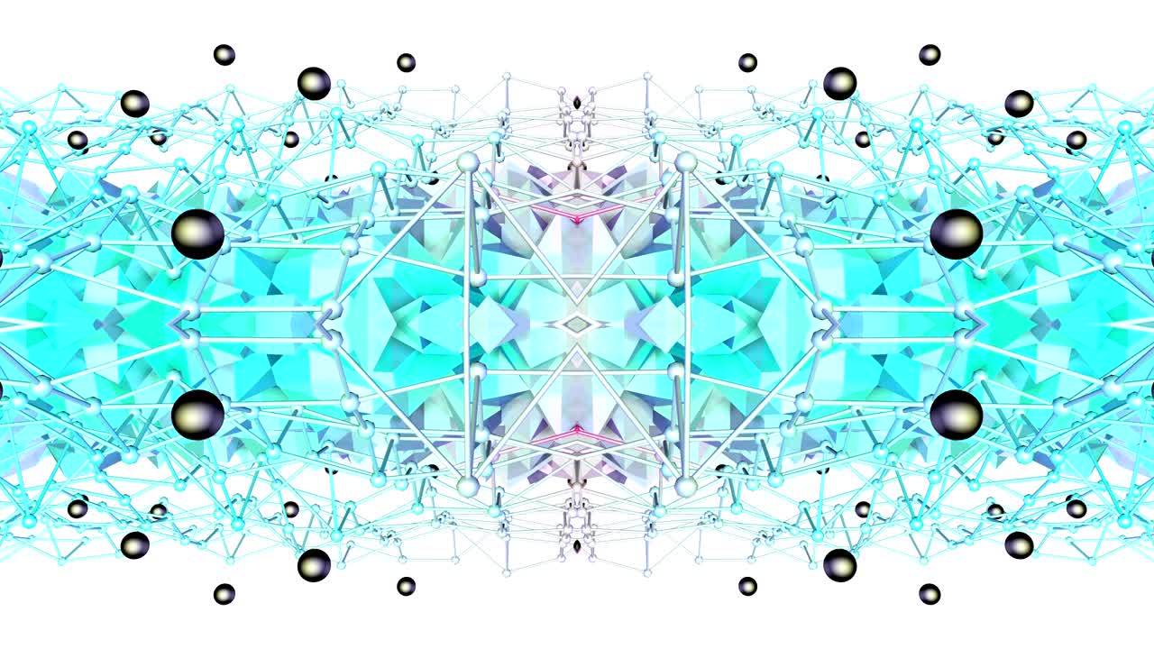 Sfondo astratto geometrico low poly blu come una vetrata mobile o un caleidoscopio in 4K. Animazione 3D in loop, filmato continuo in popolare stile low poly. V4