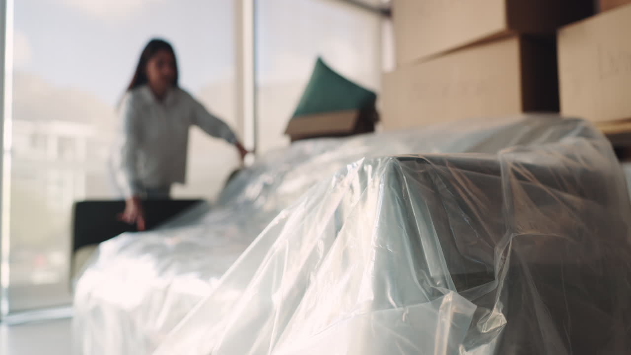 Moving day with boxes and a couch