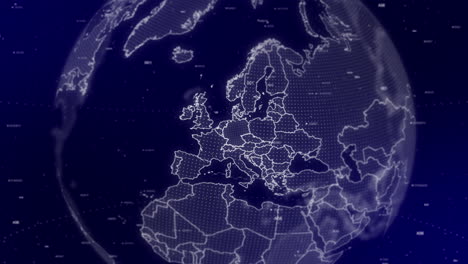 a cinematic video background showcases a digital globe rotating, zooming in on germany country