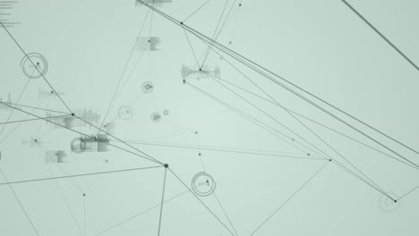 animación de redes de conexiones y procesamiento de datos sobre fondo blanco