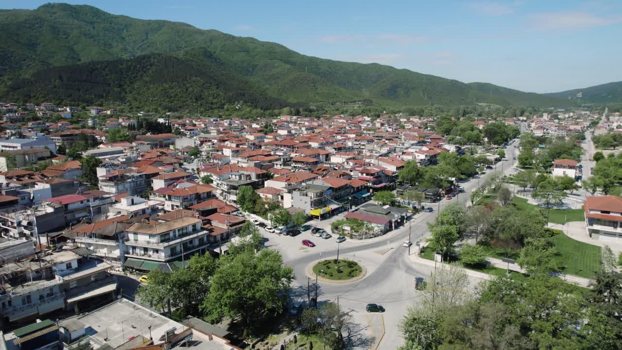 Village Thessaloniki, Summer Destination in Greece, Aerial Panoramic View, Point of Interest Shot
